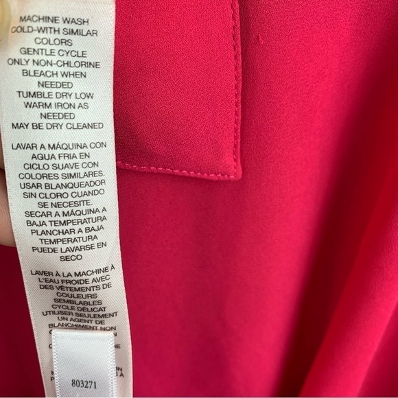 Chico's  sz 3/XL Hot Pink Fuchsia Oversized Short Sleeve Button Up Blouse - Picture 7 of 7